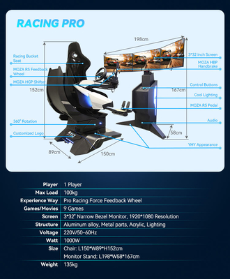 YHY Ultimate Racing Pro 버전 프로게이머를 위한 궁극적인 VR 레이싱 시뮬레이터