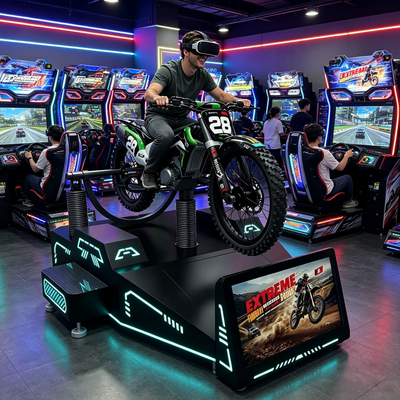 Commercial Single-Seater VR Mountain Motorcycle Simulator with Real-Time Motion Feedback