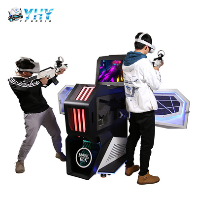 선수들 2명 게임용 시뮬레이터를 촬영하는 미니 사이즈 VR 경쟁